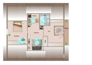 2 Zimmer mit 30,30 qm im Dachgeschoss